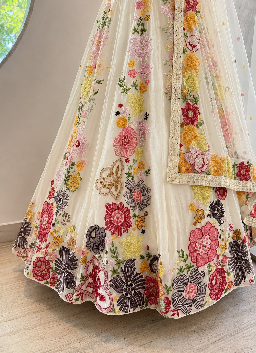 Chinon Multi Sequence Thread Embroidery work choli