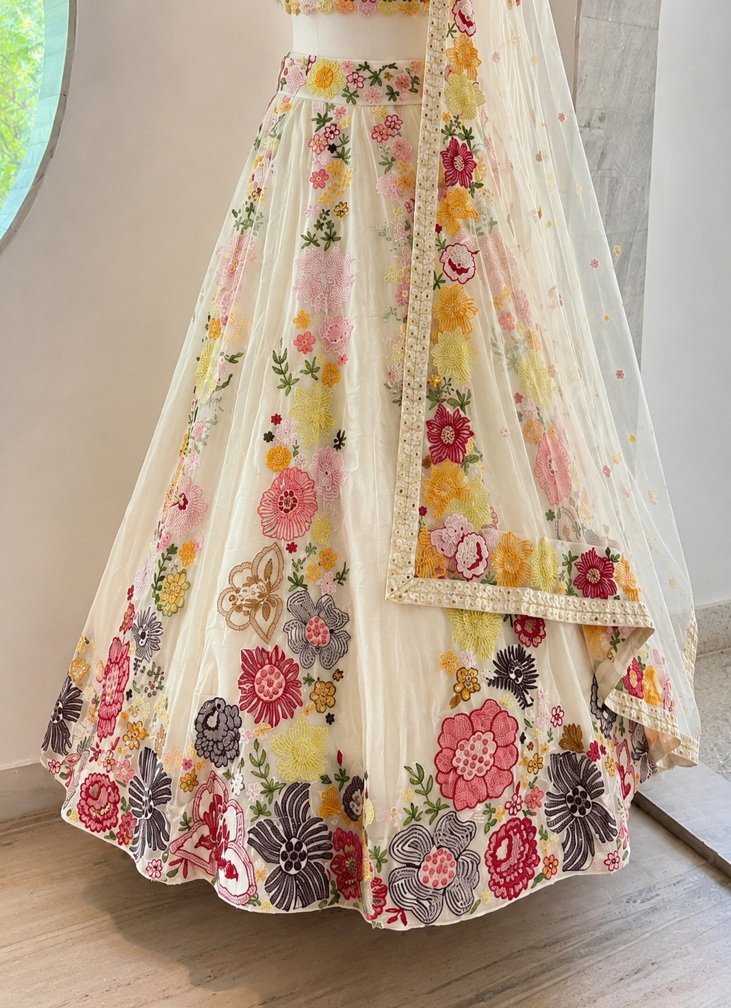 Chinon Multi Sequence Thread Embroidery work choli