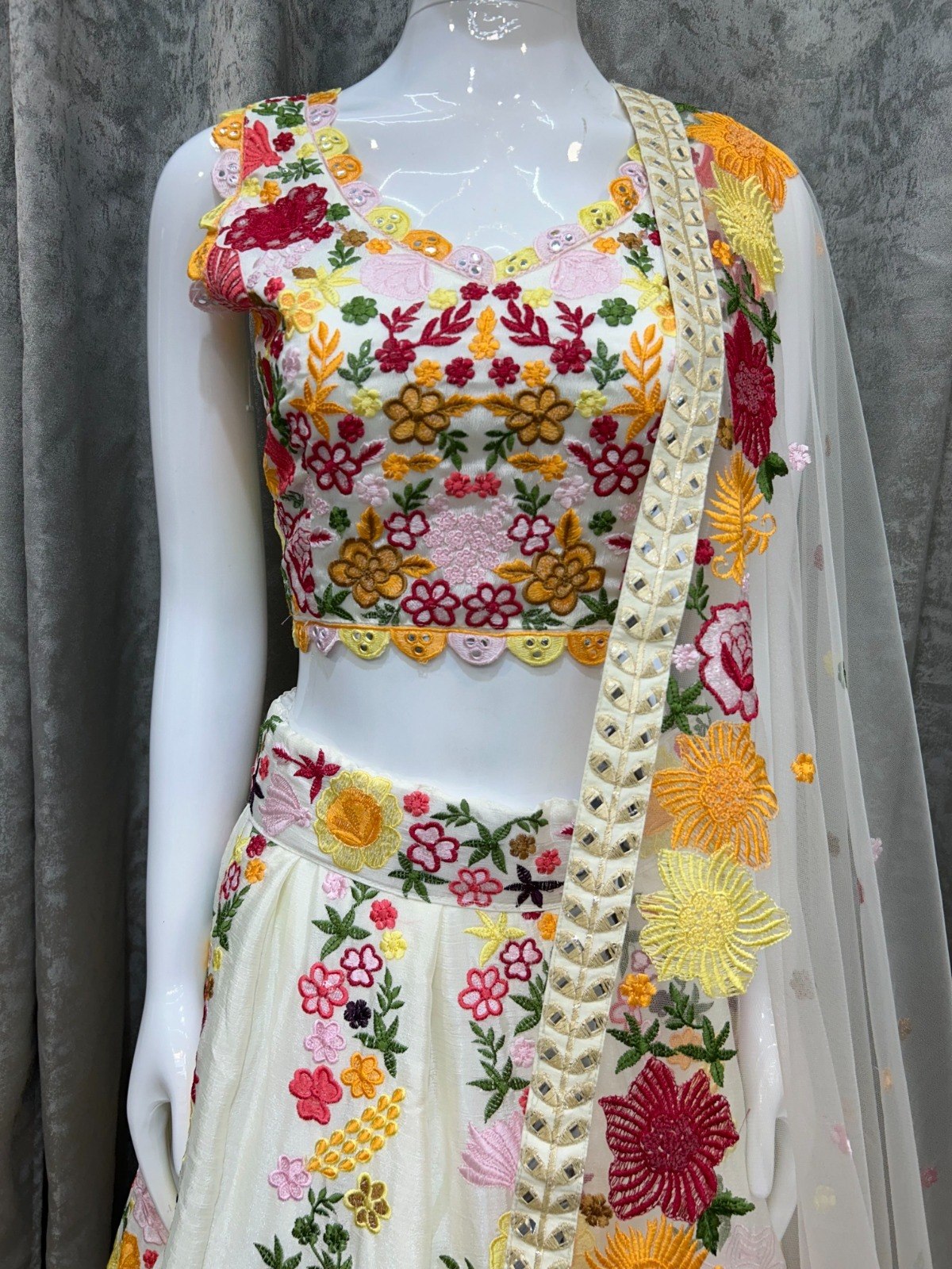 Chinon Multi Sequence Thread Embroidery work choli