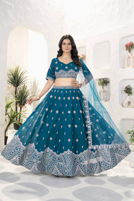 Faux Georgeet Sequins and Embroidery Work Choli