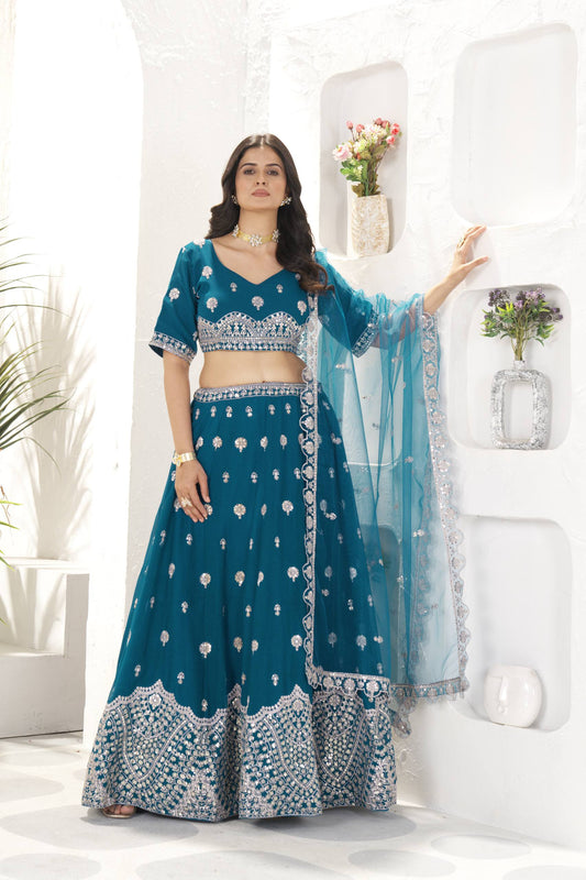 Faux Georgeet Sequins and Embroidery Work Choli