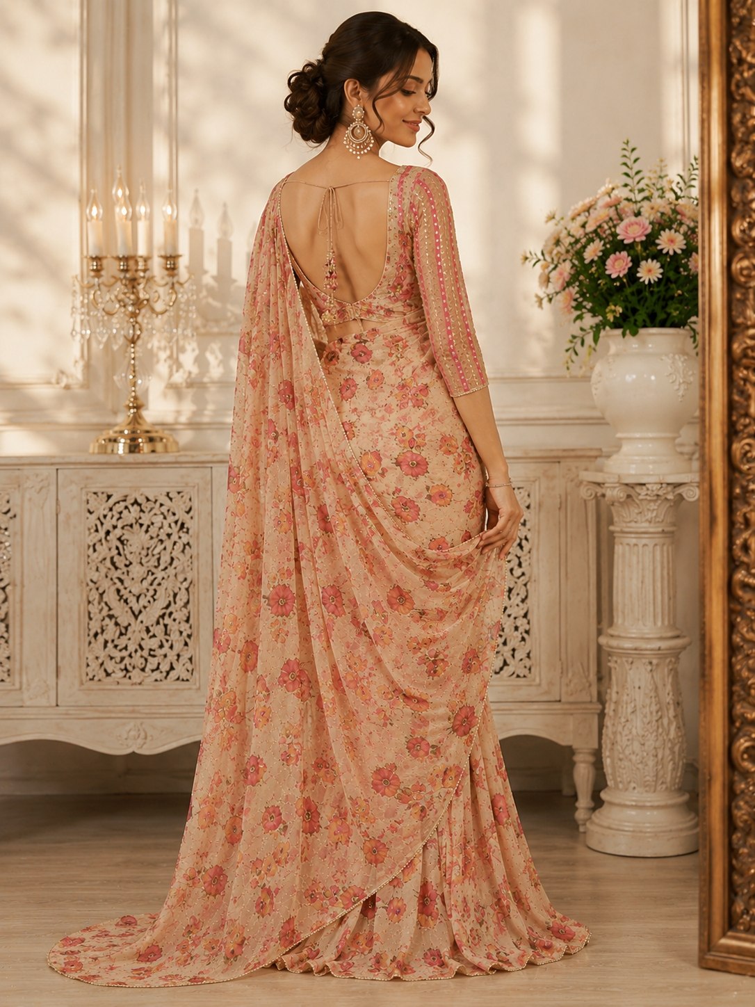 Presenting You Most Beautiful Latest Real Mirror Work Saree