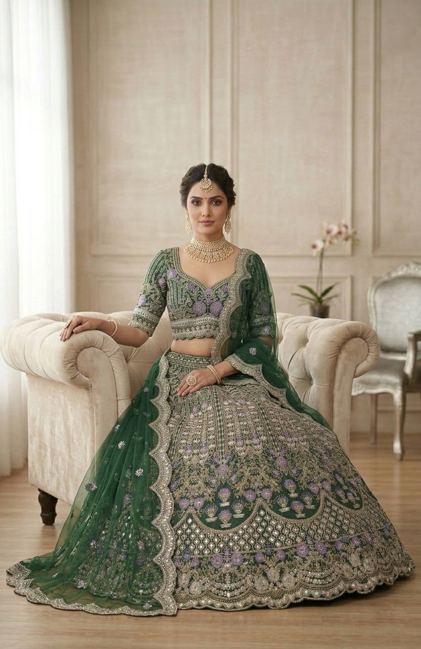Launching 4 meter flared Coding Sequins Cut Work Lehenga