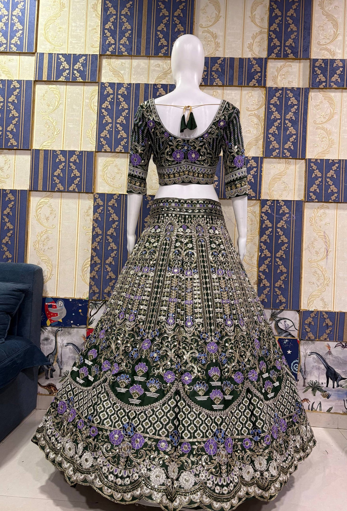 Launching 4 meter flared Coding Sequins Cut Work Lehenga