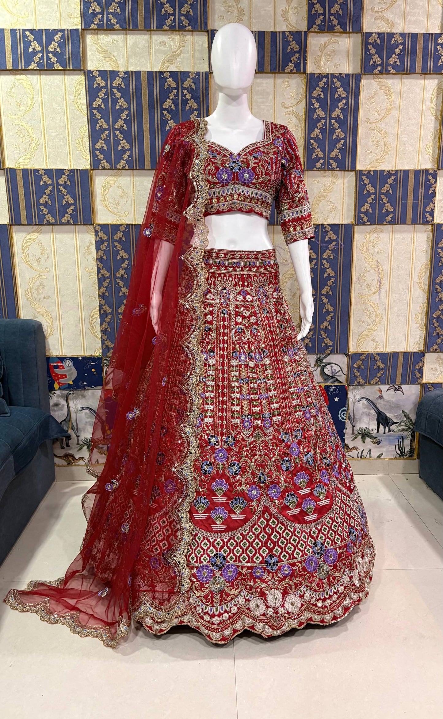 Launching 4 meter flared Coding Sequins Cut Work Lehenga