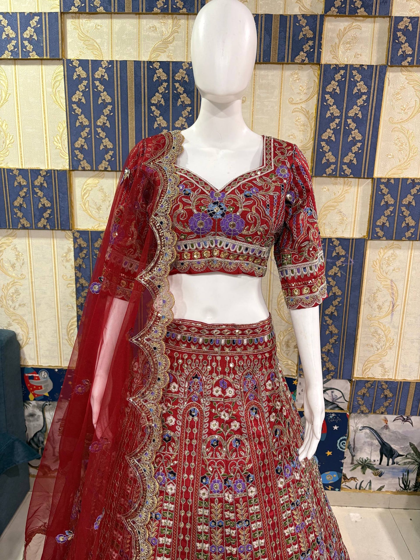 Launching 4 meter flared Coding Sequins Cut Work Lehenga