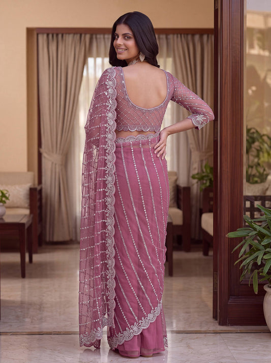 Net Intricately Bidds handwork embroidered saree