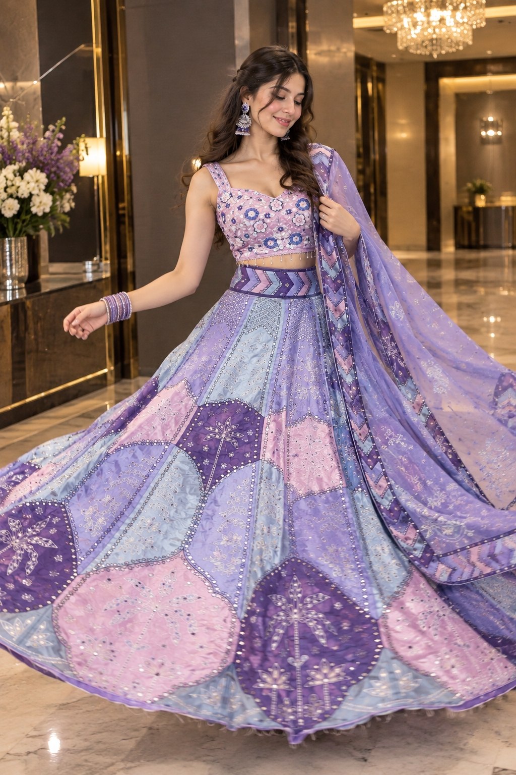 Sehen Sie umwerfend aus in diesem wunderschönen cremefarbenen Lehenga-Set