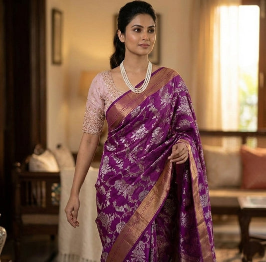 Party & Wedding Wear Soft  Banarasi silk Saree
