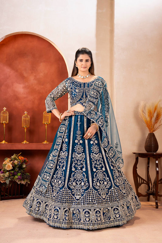 Butterfly Net Sequins and Codding Embroidery Work Choli