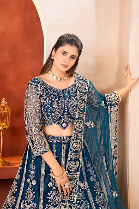 Butterfly Net Sequins and Codding Embroidery Work Choli