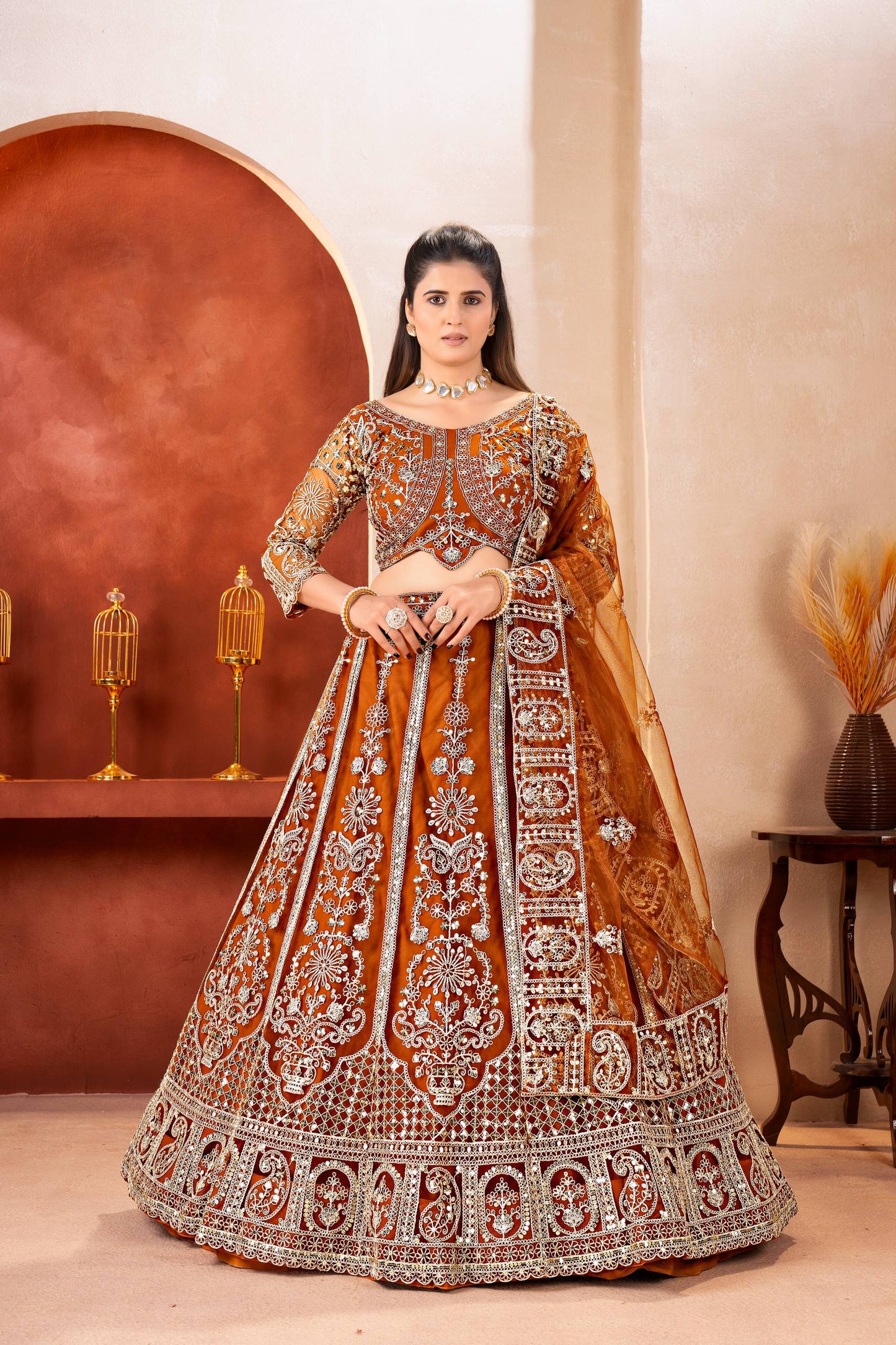 Butterfly Net Sequins and Codding Embroidery Work Choli