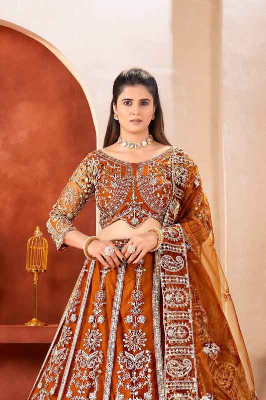 Butterfly Net Sequins and Codding Embroidery Work Choli