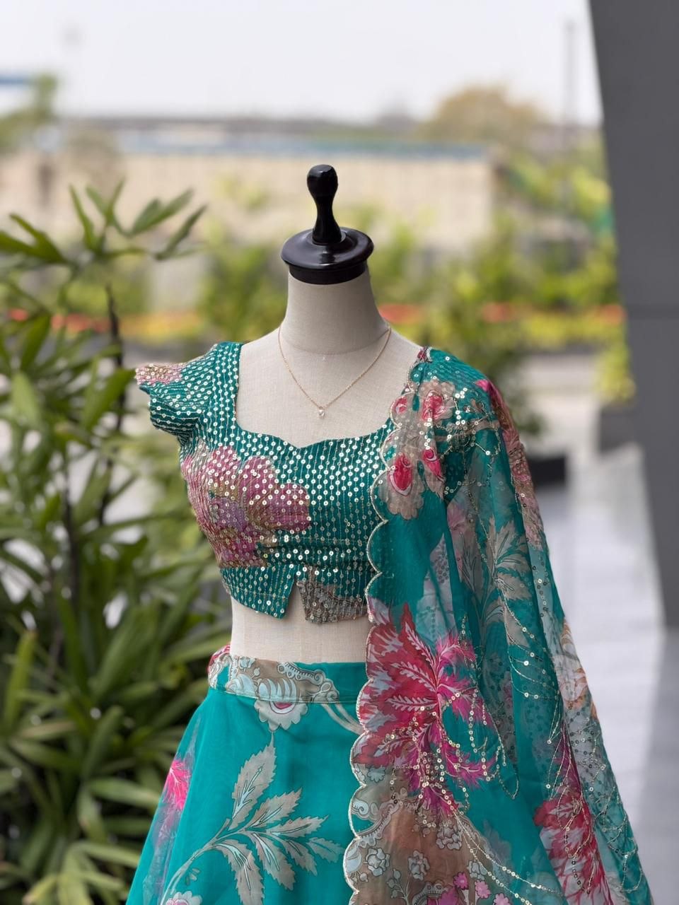 Pure Organza digital printed lehnga