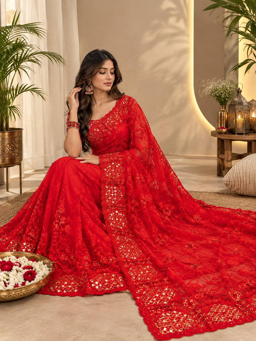 Heavy Butterfly Net Work Beautiful Aari work Saree