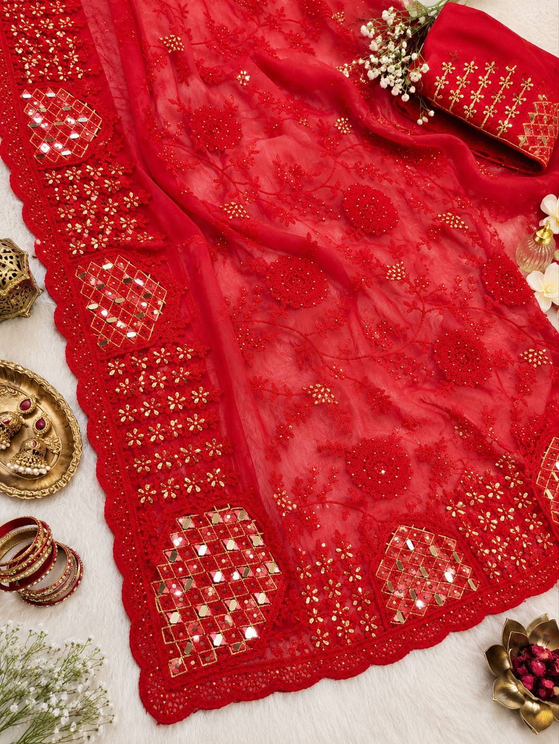 Heavy Butterfly Net Work Beautiful Aari work Saree