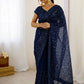 Net saree with sequins & dori work saree