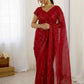Net saree with sequins & dori work saree