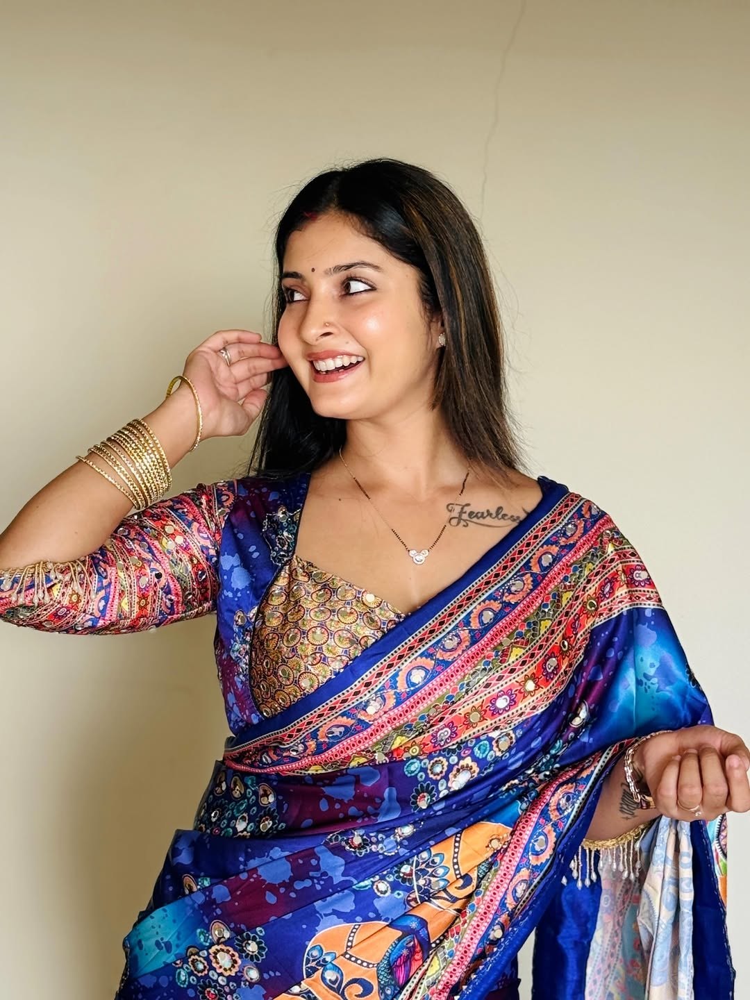Presenting You Most Beautiful Latest Real Mirror Work Saree