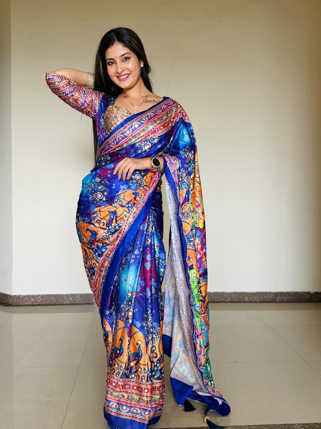 Presenting You Most Beautiful Latest Real Mirror Work Saree