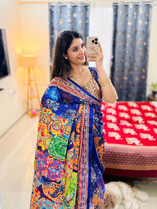 Presenting You Most Beautiful Latest Real Mirror Work Saree