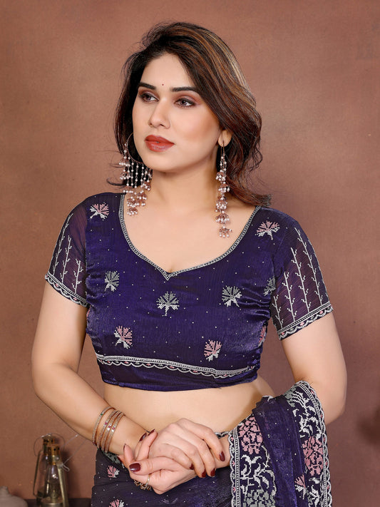 Party Wear Soft Fendy Chiffon Silk Saree