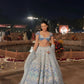 Slub silk lehenga with Resham dori & rainbow sequins work choli