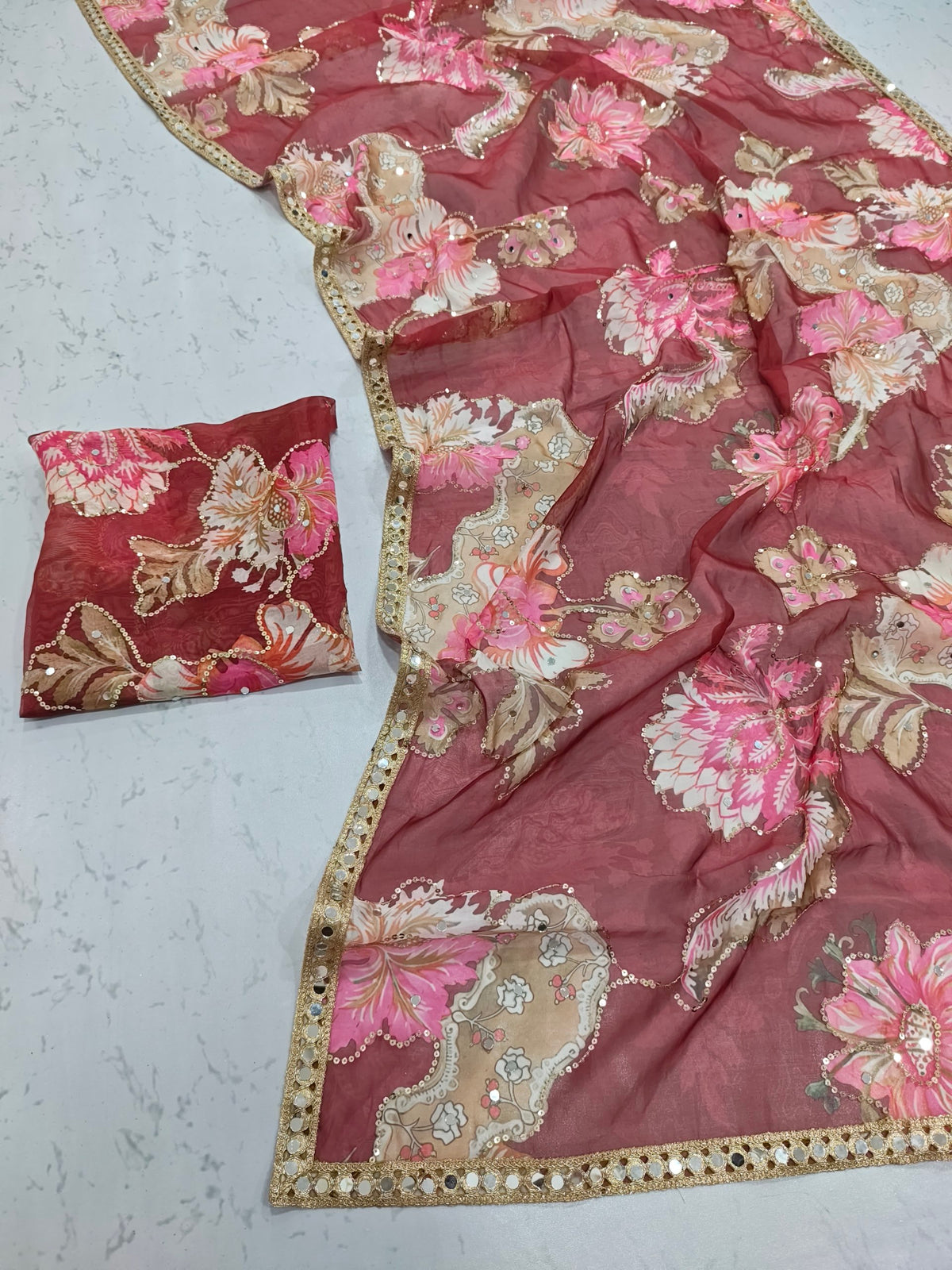 Premium Tabby Silk Embellished With Beautiful Print Saree