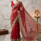 Silver Tissue Silk Designer Embroidery Work Saree
