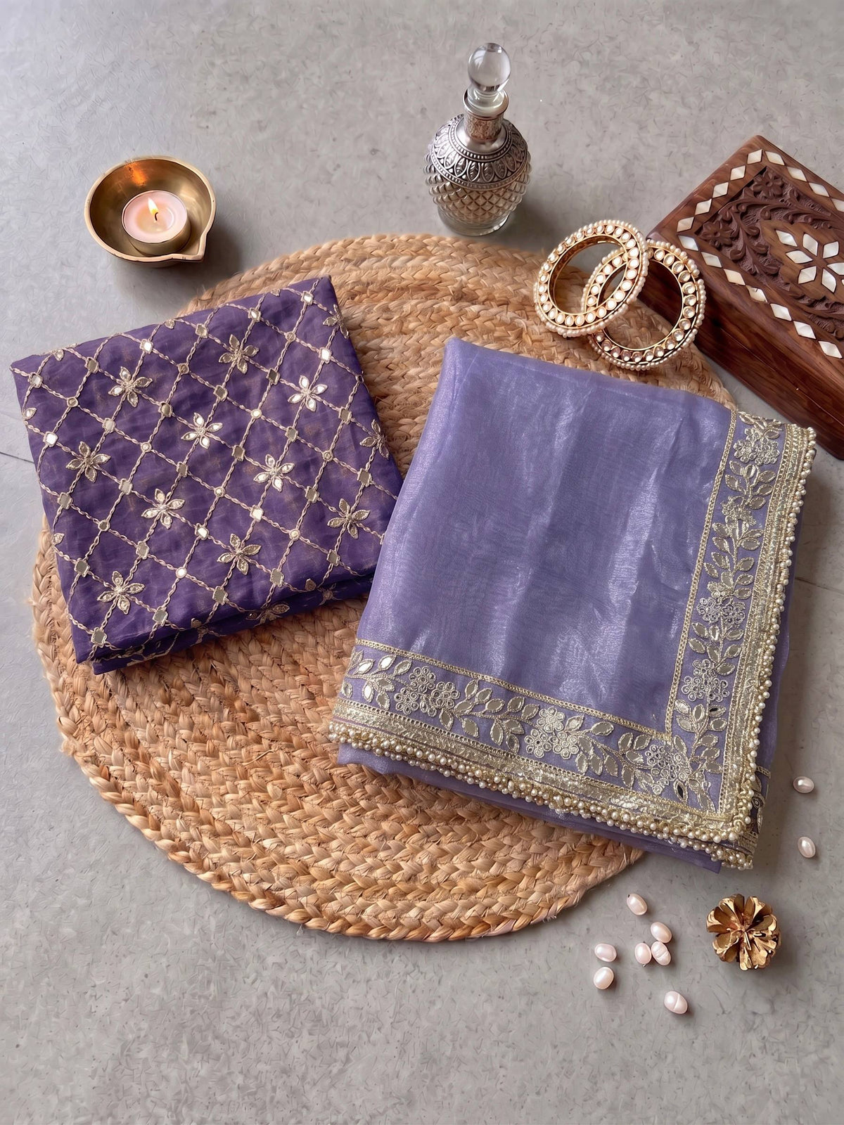Silver Tissue Silk Designer Embroidery Work Saree