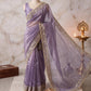 Silver Tissue Silk Designer Embroidery Work Saree
