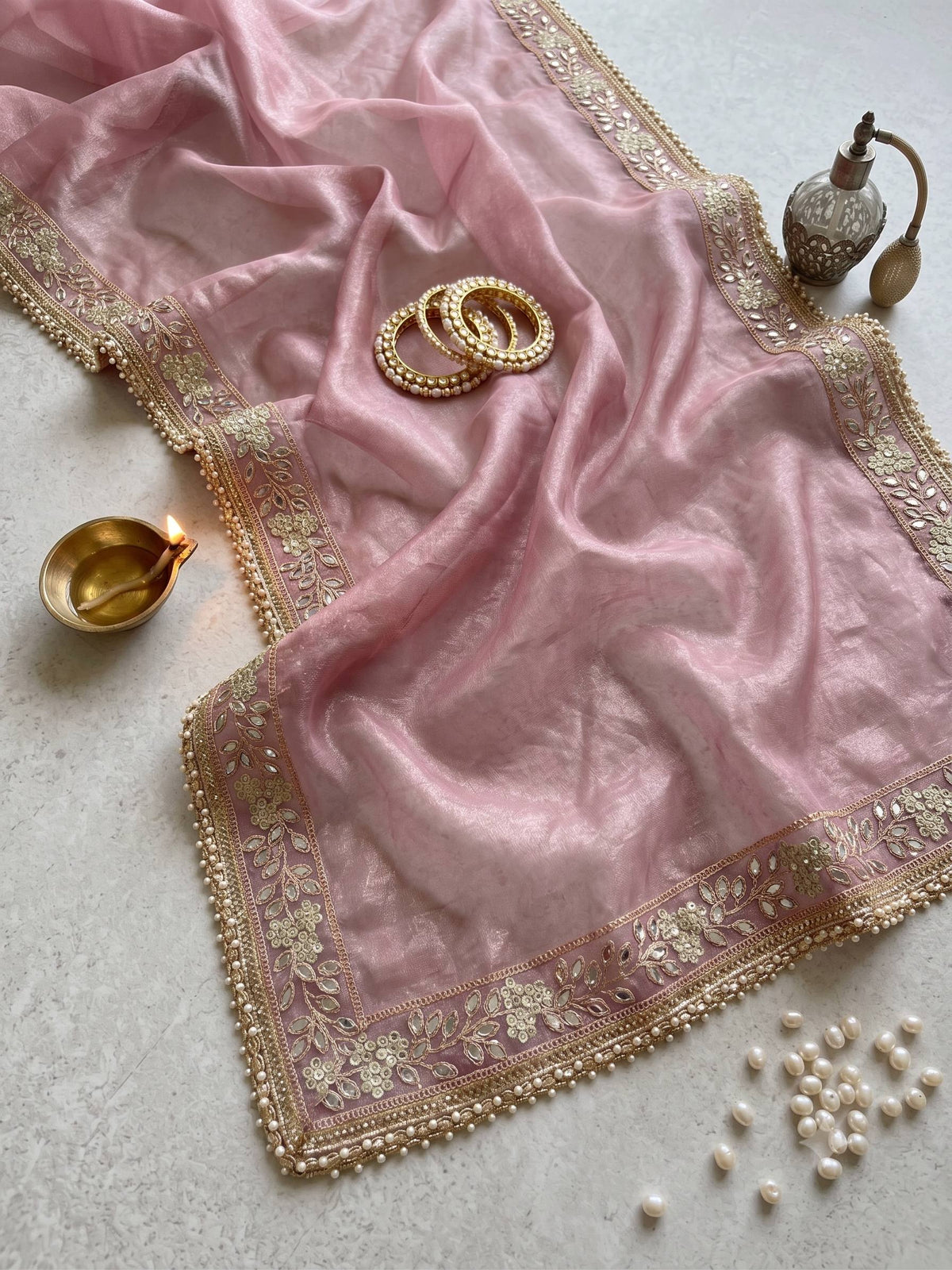 Silver Tissue Silk Designer Embroidery Work Saree