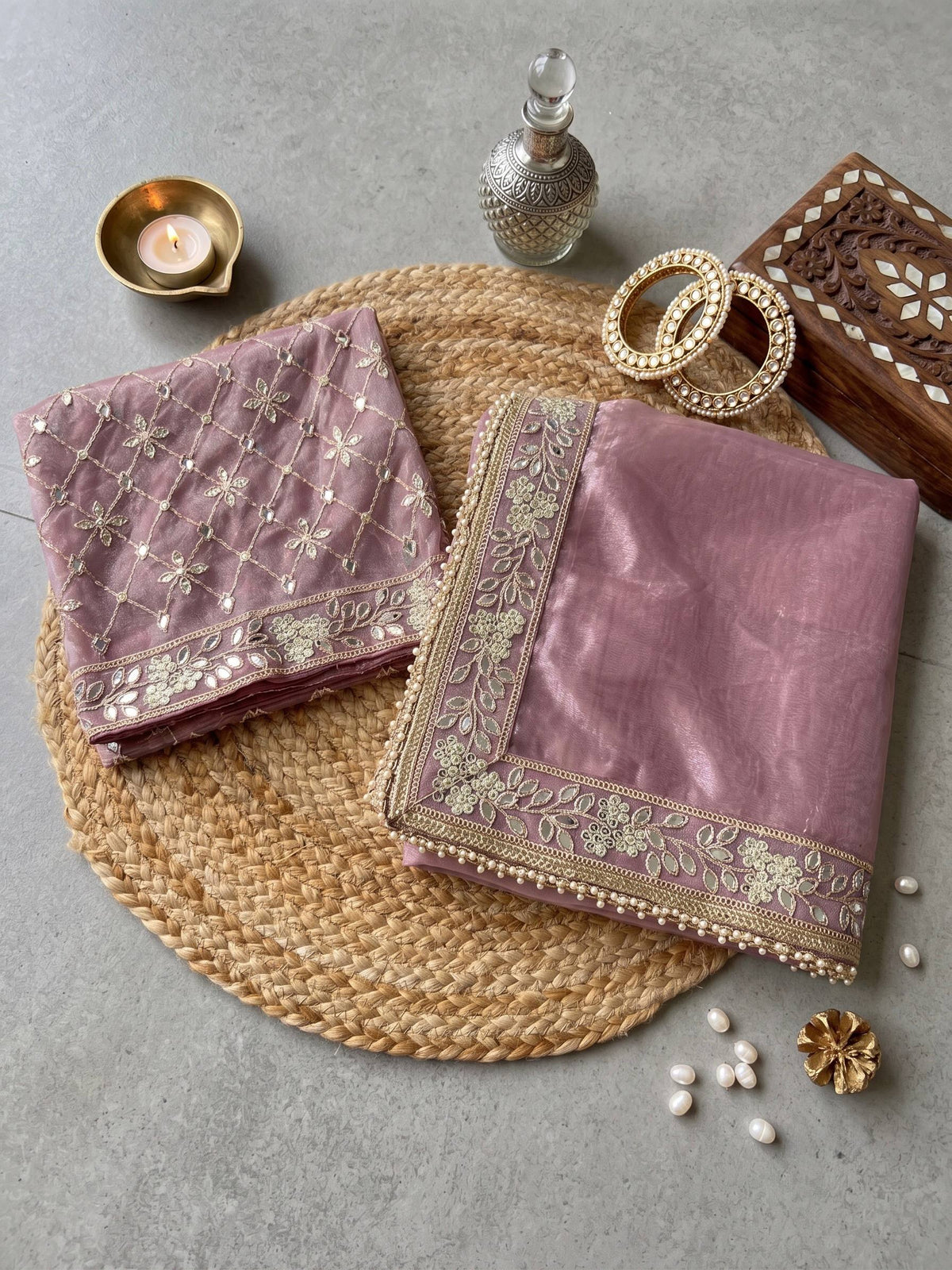 Silver Tissue Silk Designer Embroidery Work Saree