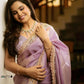 Silver Tissue Silk Designer Embroidery Work Saree