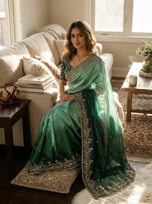 Shaded color in soft Frendy Chiffon Saree