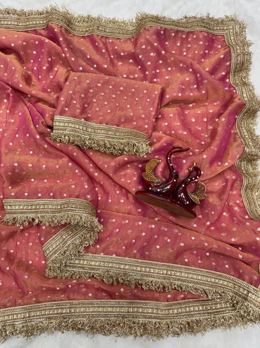 Moss silk with Jaquard Butti Saree
