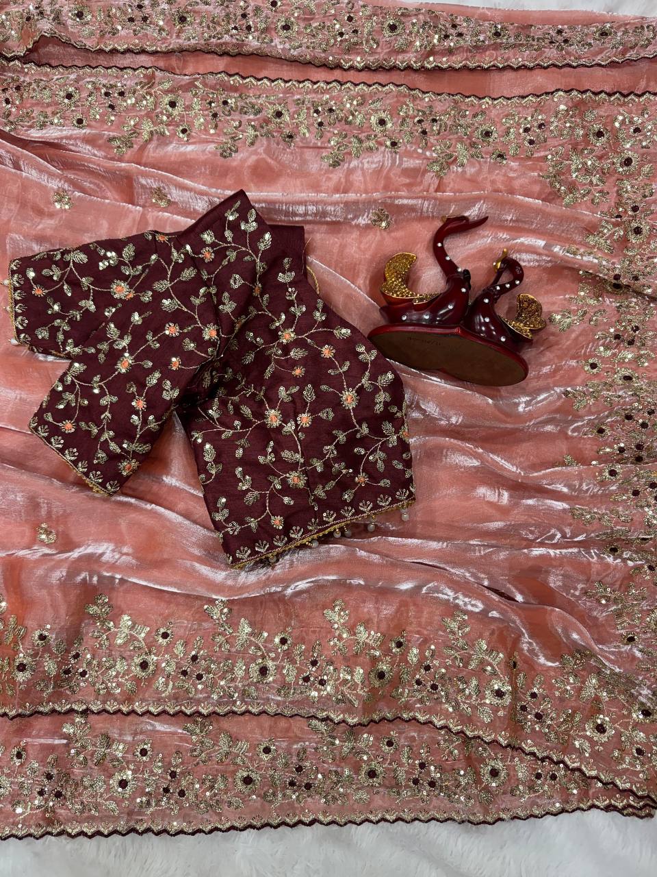 Soft Gmy Silk Beautiful Sequence embroidery work saree