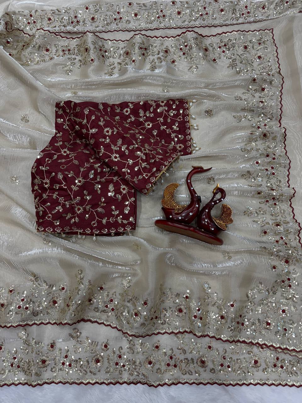 Soft Gmy Silk Beautiful Sequence embroidery work saree