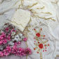 Soft Rangoli karsh cover with three layer cutdana saree