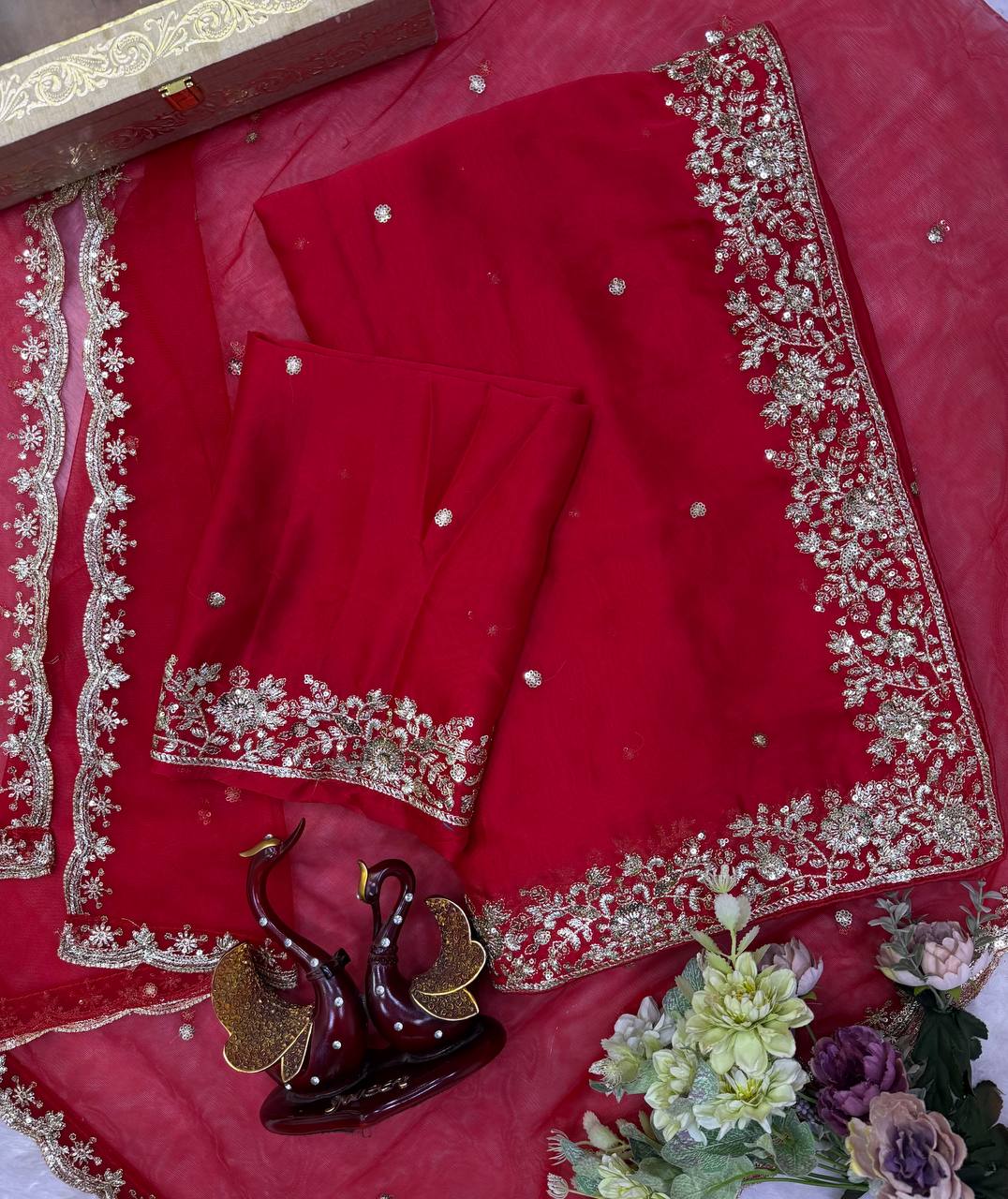 KARVA CHOUTH SPECIAL PREMIUM RED COLOR SAREE