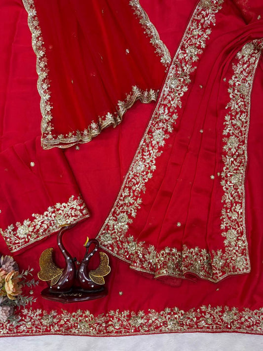 KARVA CHOUTH SPECIAL PREMIUM RED COLOR SAREE