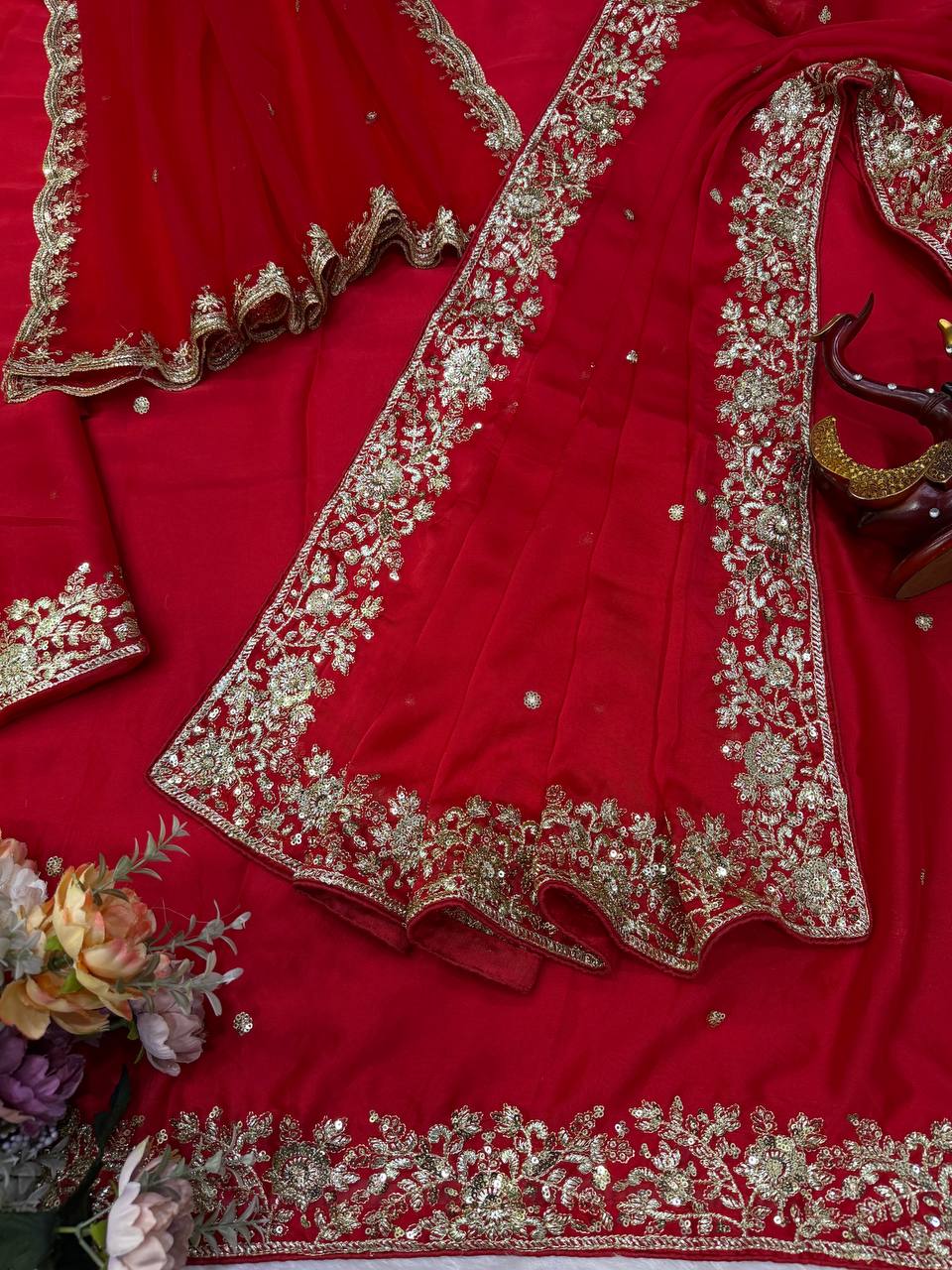 KARVA CHOUTH SPECIAL PREMIUM RED COLOR SAREE