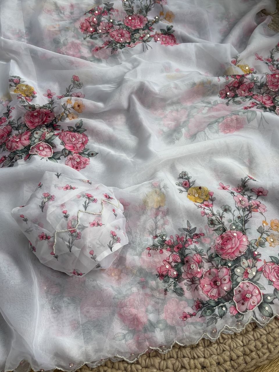 Pure soft teby silk saree with beautiful digital prints flower