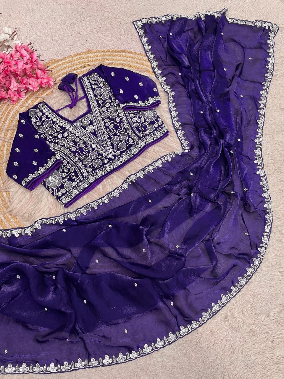 Beautiful Sequence Brits C- pallu work along saree