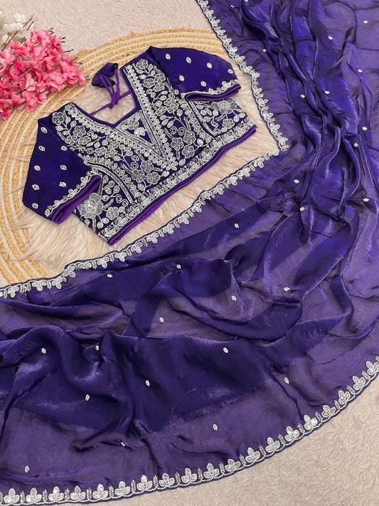 Beautiful Sequence Brits C- pallu work along saree