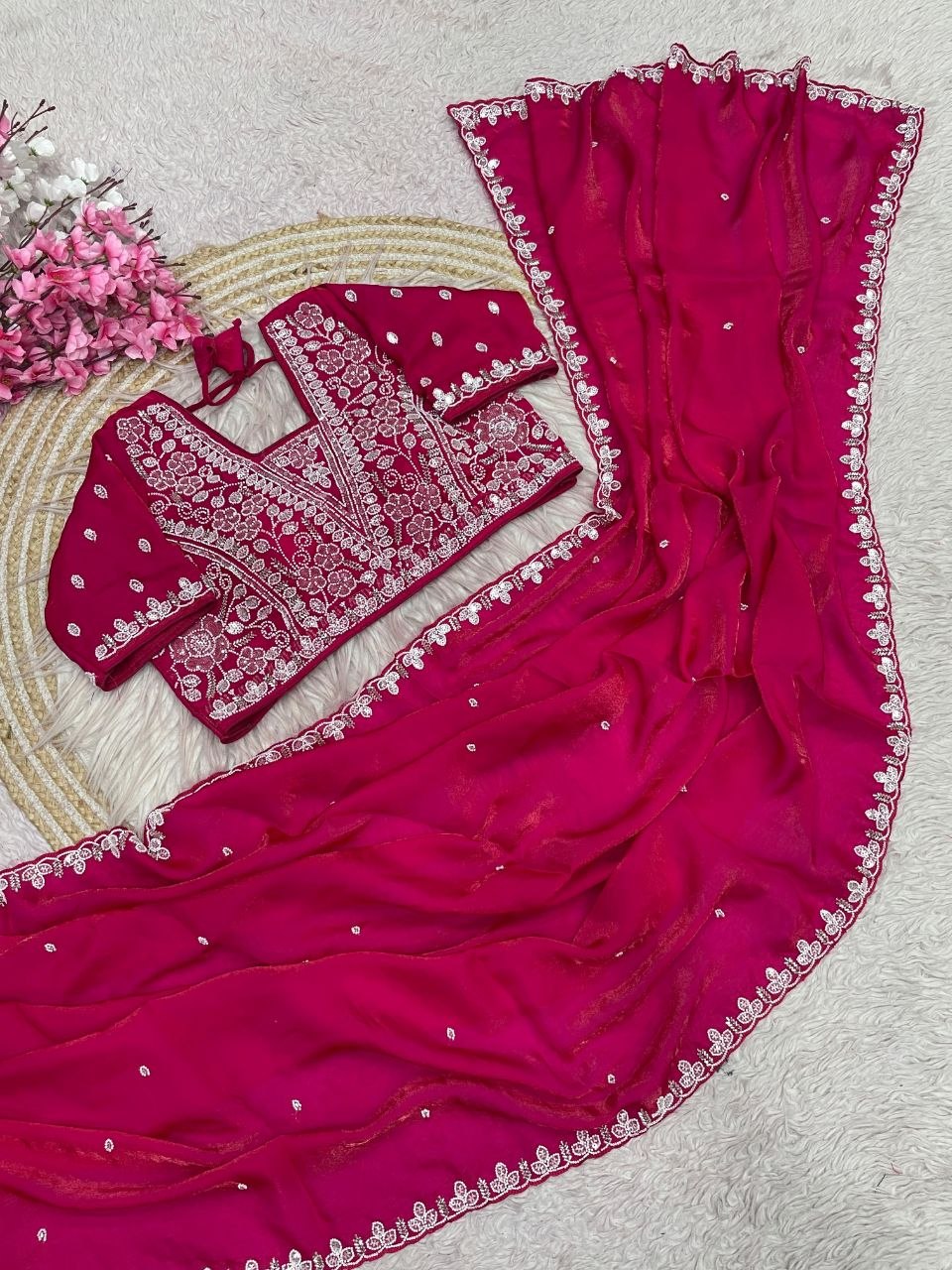 Beautiful Sequence Brits C- pallu work along saree