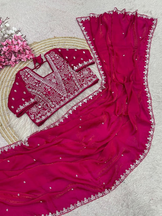 Beautiful Sequence Brits C- pallu work along saree