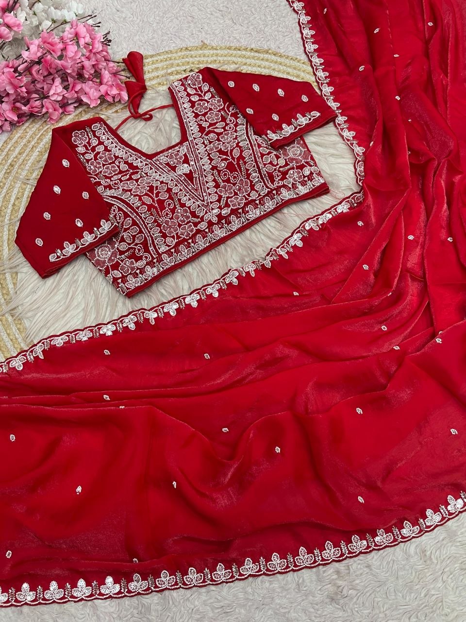 Beautiful Sequence Brits C- pallu work along saree