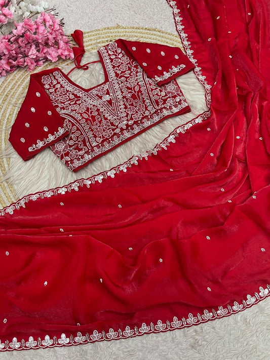 Beautiful Sequence Brits C- pallu work along saree