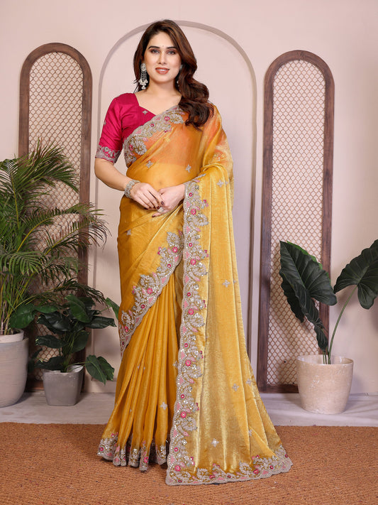 Party Wear Soft  Fendy Chiffon silk Saree